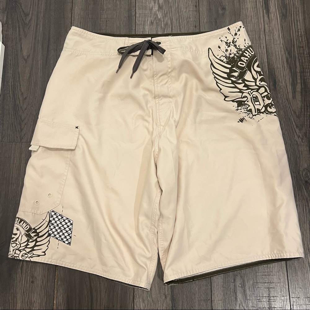 Beige Skull Swimming Trunks